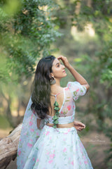 White floral organza lehenga