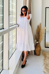 White polka dots cotton dress