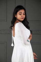 White warli Embroidery santoon anarkali