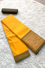 Yellow Chettinad cotton saree