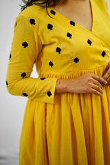 Yellow Embroidery Mul cotton dress