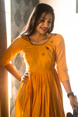 Yellow Embroidery Mul cotton dress (Top)