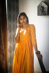 Yellow Embroidery Mul cotton dress (Top)