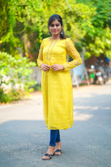 Yellow Embroidery Organza Salwar