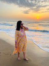Yellow Floral Cotton maxi Dress