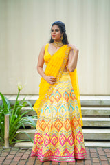 Yellow Georgette lehenga