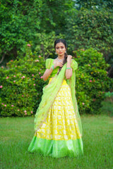 Yellow Green Silk lehenga
