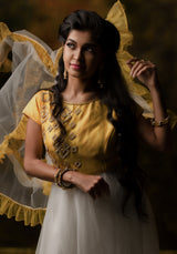 Yellow Hand Embroidered anarkali
