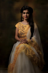 Yellow Hand Embroidered anarkali