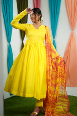 Yellow Mul cotton Salwar suit