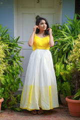 Yellow Santoon tie & dye anarkali
