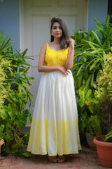 Yellow Santoon tie & dye anarkali