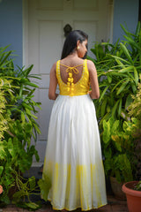 Yellow Santoon tie & dye anarkali