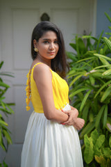 Yellow Santoon tie & dye anarkali