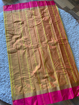 Golden Semi silk saree with pink blouse