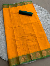 Yellow chettinad cotton saree