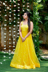Yellow designer anarkali