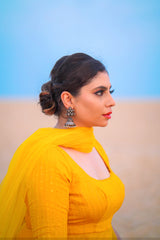 Yellow net anarkali