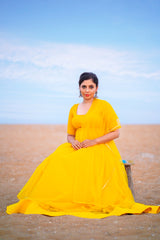 Yellow net anarkali