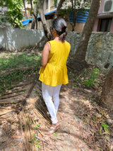 Yellow plain cotton short top