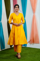Yellow silk Salwar suit