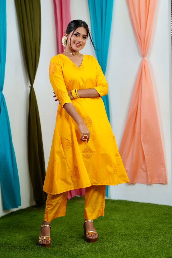 Yellow silk Salwar suit