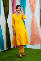 Yellow silk Salwar suit