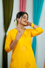 Yellow silk Salwar suit