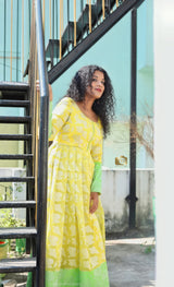 Yellow silk anarkali