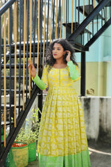 Yellow silk anarkali