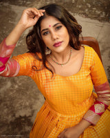 Yellow silk anarkali