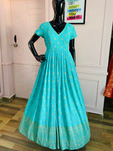 Blue Chinnon Anarkali