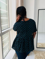 Black Block Print cotton short top