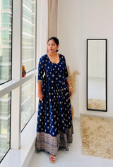 Blue Chinnon Anarkali