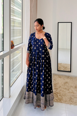 Blue Chinnon Anarkali