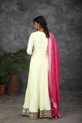 Lemon Yellow Santoon anarkali