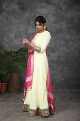 Lemon Yellow Santoon anarkali