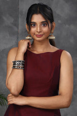 Maroon sleeveless chettinad cotton dress (Top)