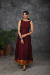 Maroon sleeveless chettinad cotton dress (Top)