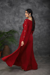 Maroon Embroidered anarkali