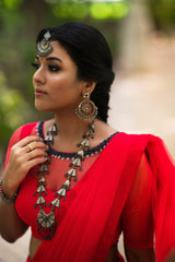 Red Hand embroidered net lehenga - YoshnasByEla