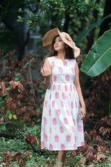 white pink motif Cotton dress (Top)
