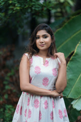 white pink motif Cotton dress (Top)