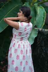 white pink motif Cotton dress (Top)