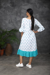 White Ikkat cotton dress (Top)