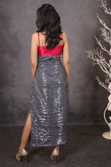 Pink Grey Sequin Dress