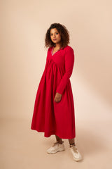 Red Embroidery Mul Cotton Dress (Top)