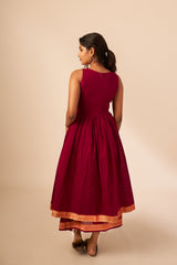 Two Layer Frock [Maroon/Green/Pink]