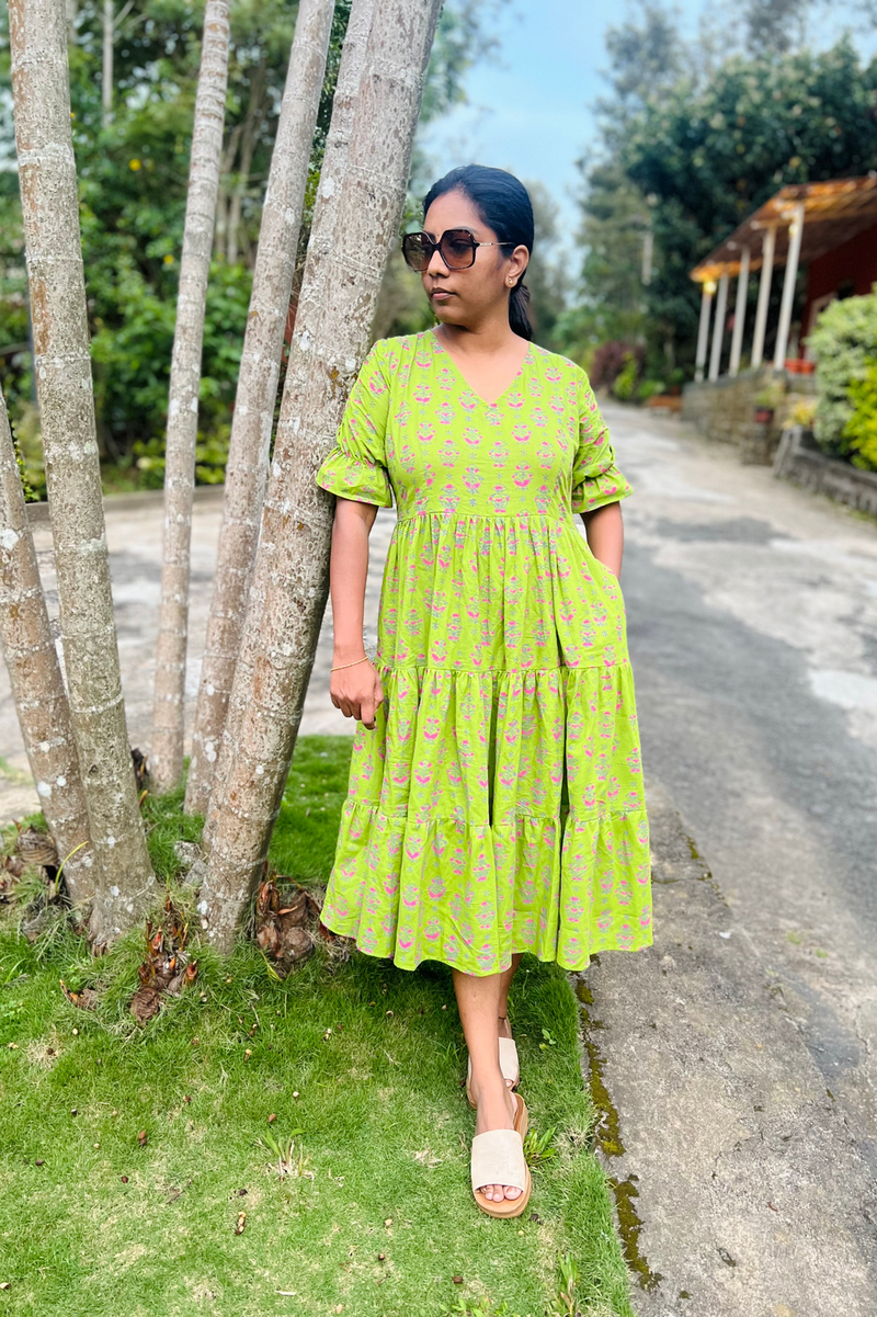 Block print cotton dress hot sale