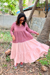 Dusty Pink Dual mull cotton dress (Top)